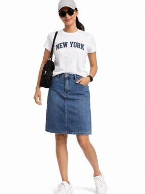 White Stag Denim Mini Skirt in Medium Blue shorts‎ underneath size 12 soft